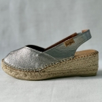 Espadryle stalowe skórzane BERNIA-P na koturnie