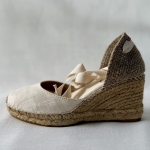 Espadryle damskie ecru CALONGE lekkie sandały letnie na koturnie