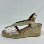 Platynowe espadryle skórzane na koturnie TEIDE-P elegancja i komfort na lato