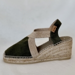 Zamszowe espadryle TONA khaki na koturnie