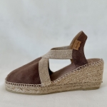 Zamszowe espadryle damskie na koturnie TONA taupe
