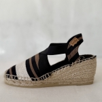 Czarno-beżowe espadryle TARBES negre na koturnie