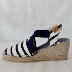 Espadryle w granatowo białe pasy Tarbes 