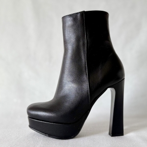 Lena black leather ankle boots