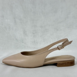 Classic Beige Leather Slingback Ballet Flats