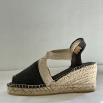 Czarne espadryle Breda na koturnie damskie espadryle płócienne