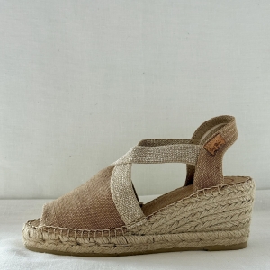 BREDA espadryle na koturnie tobacco