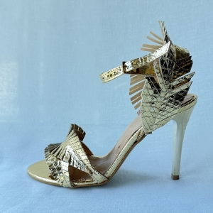Gold Ibiza Women's Stiletto Sandals Genuine Leather