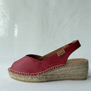 espadryla skórzana czerwona z naturalnych materiałów
